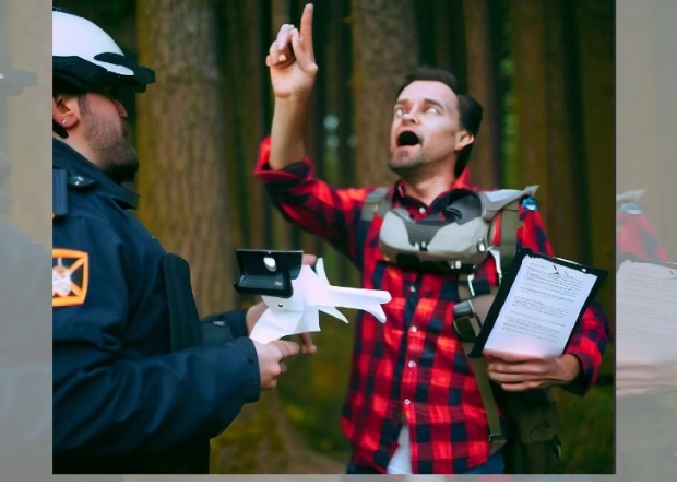 RCMP handing a fine to drone owner