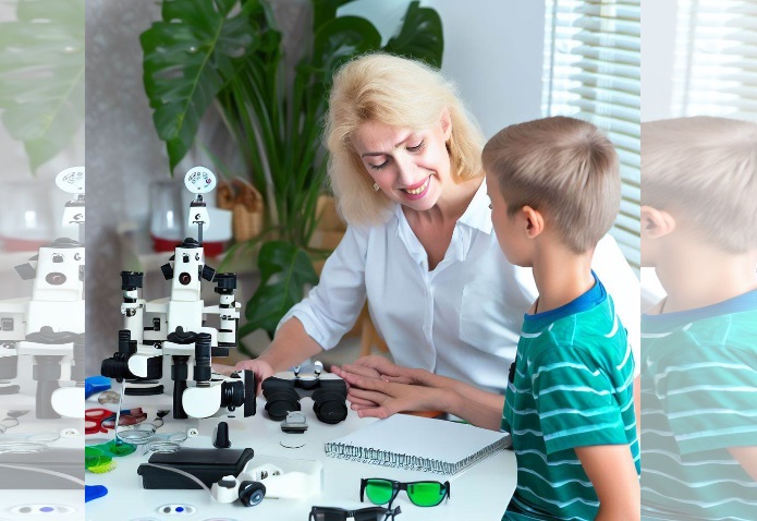 vision therapist diagnosing a kids vision
